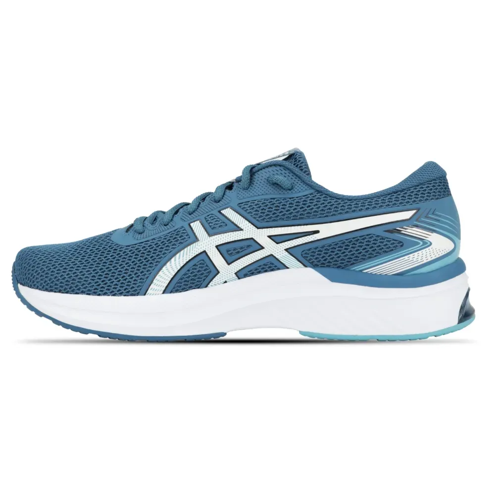 Tênis Asics GEL-SPARTA 2 masculino azul visto de lado, mostrando detalhes da malha respirável e solado robusto.